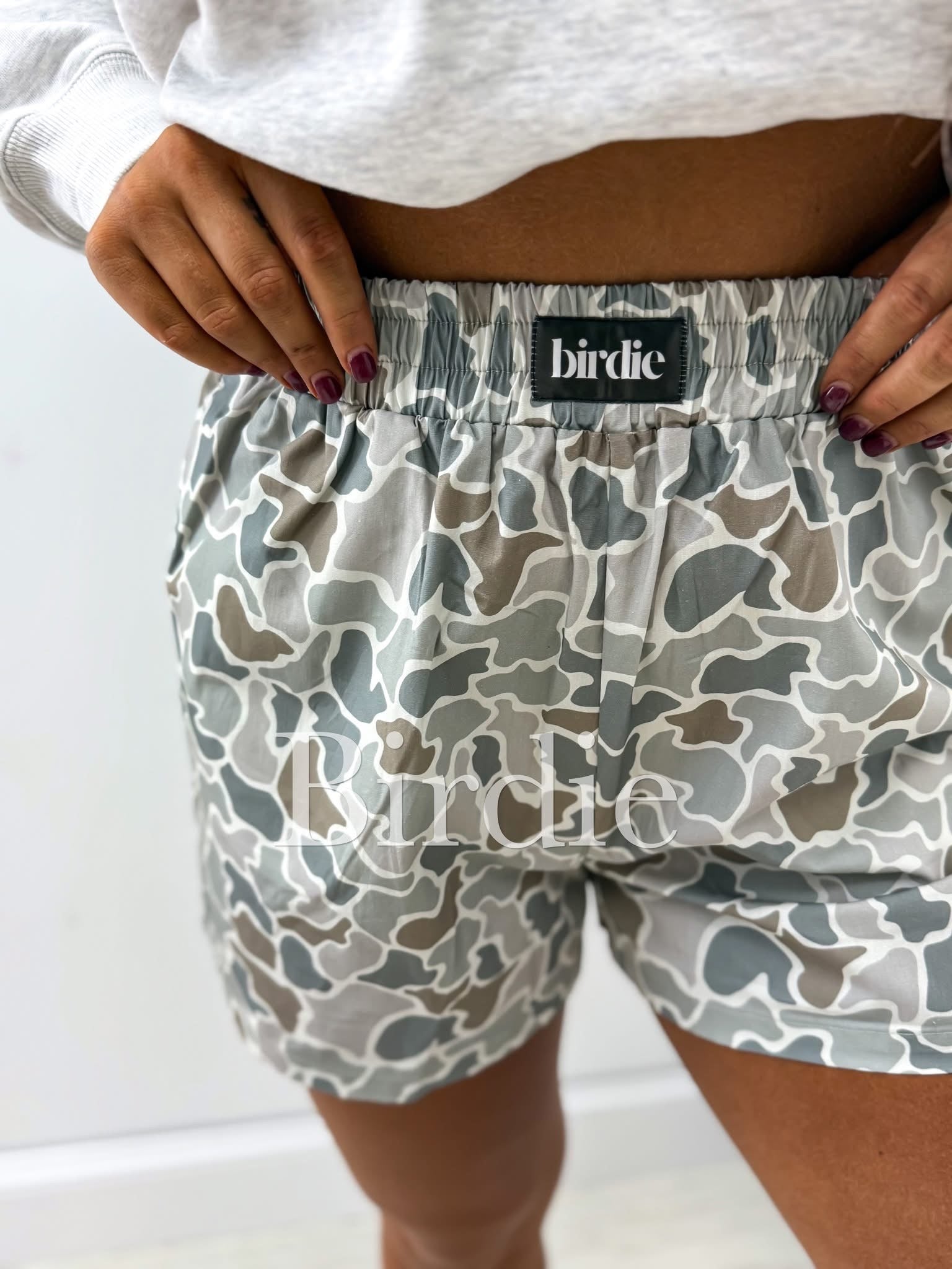 BIRDIE PREORDER Boxer Shorts in Sage Green Duck Camo