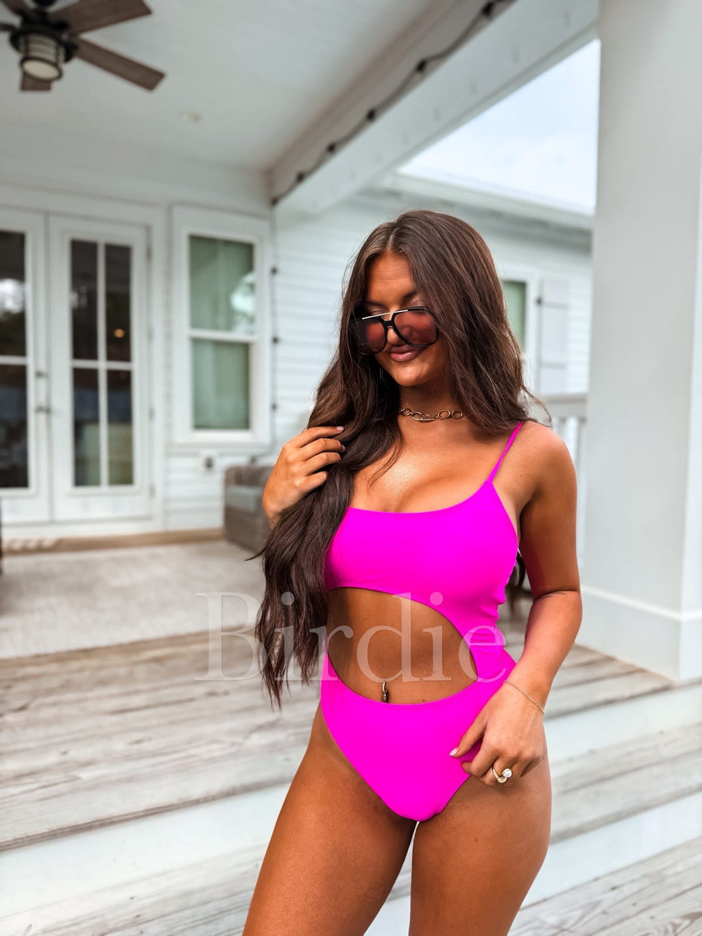BIRDIE  Hot Pink Energy Crush Cutout One Piece Swimsuit