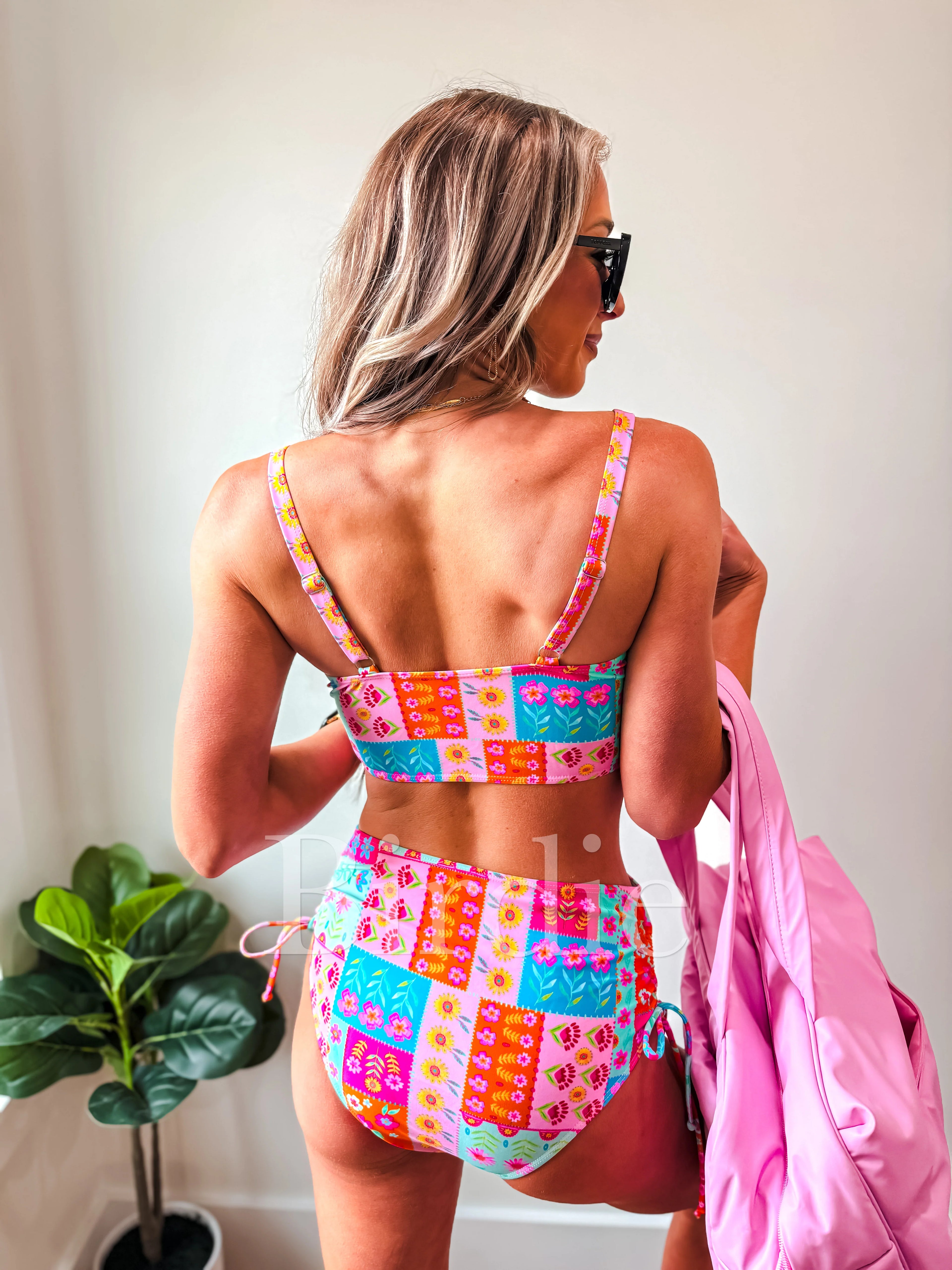 BIRDIE Luna Tie Two Piece Swimsuit in Spring Paisley Patch (sold as set!)