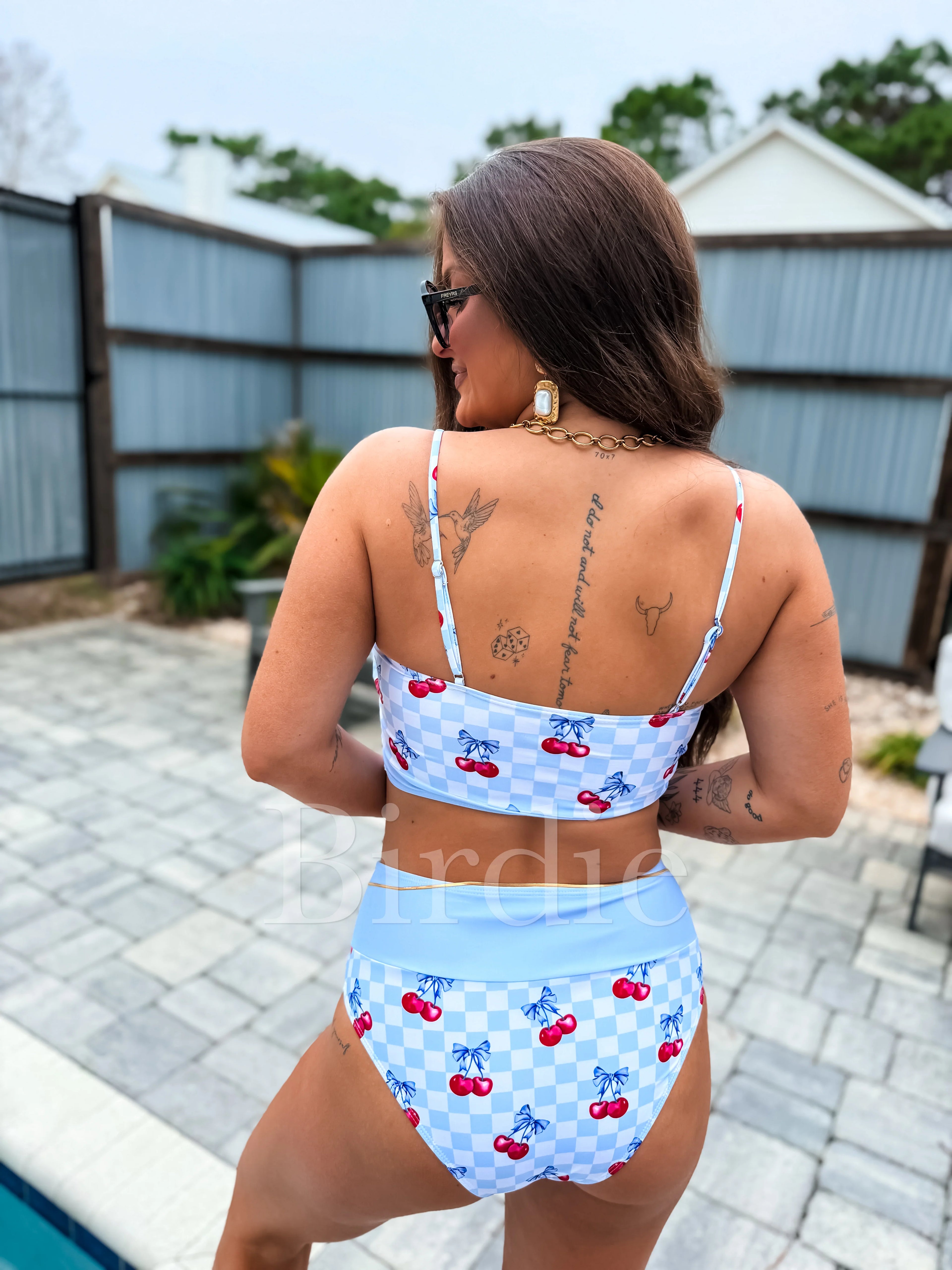 BIRDIE Two Piece Swimsuit in Cherry Belle (Sold as Set!)